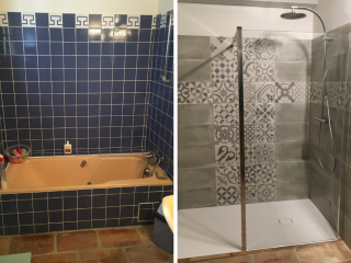 Rénovation avant/après salle de bains à Nages et Solorgues (30)